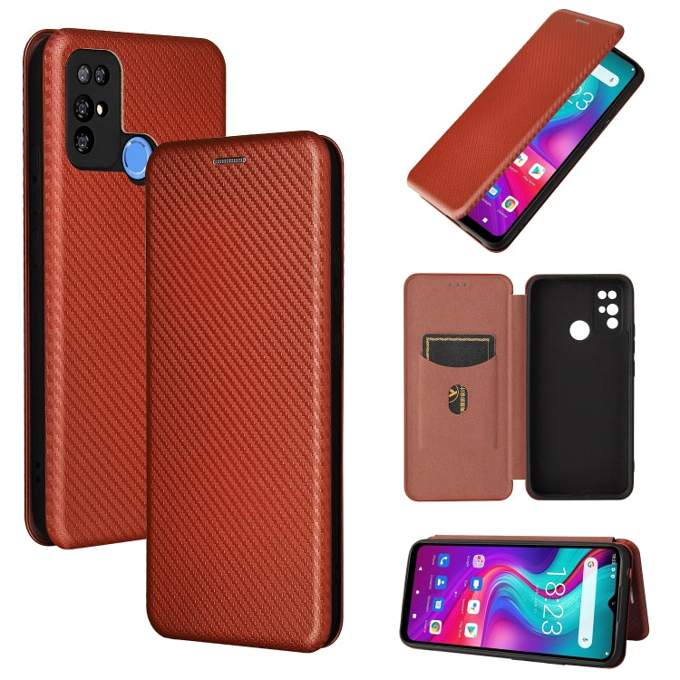 Struttura in fibra di carbonio Flip orizzontale magnetico Custodia in pelle TPU + PC + PU con slot per schede, For Doogee X96 Pro