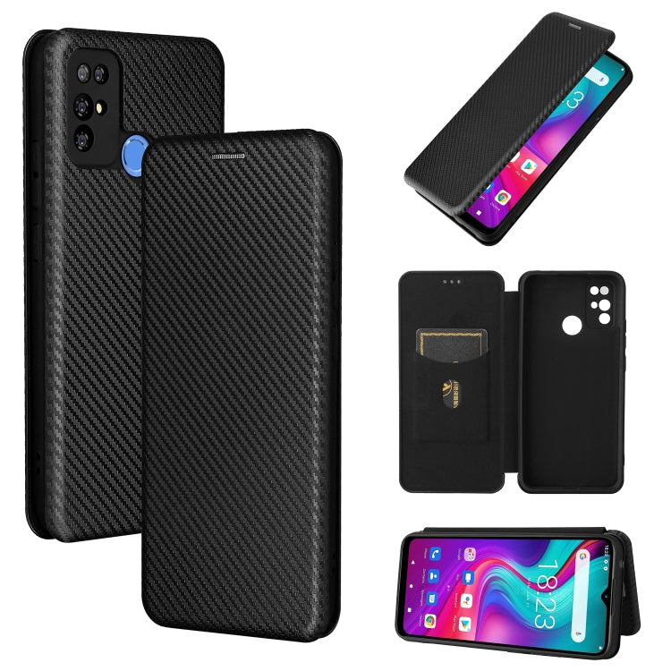 Struttura in fibra di carbonio Flip orizzontale magnetico Custodia in pelle TPU + PC + PU con slot per schede, For Doogee X96 Pro
