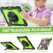 Custodia protettiva antiurto in silicone colorato + PC con supporto, tracolla, cinturino da polso e slot per penna, For iPad Pro 12.9 2022 / 2021 / 2020 / 2018