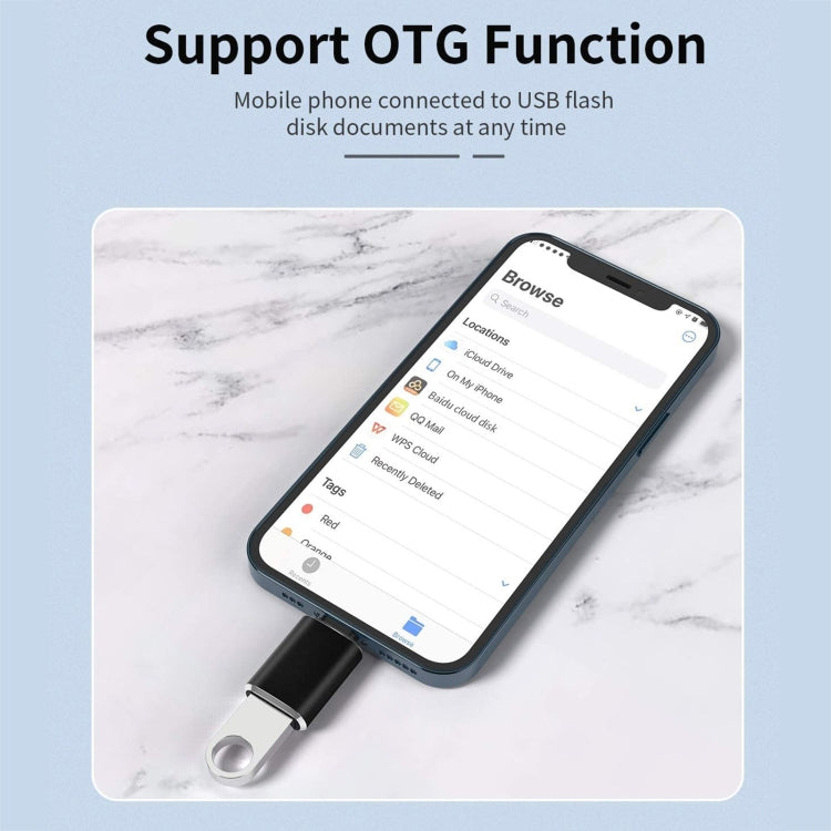 XQ-ZH001 Adattatore OTG USB femmina a 8 pin maschio, XQ-ZH001 (Black), XQ-ZH001 (Silver)