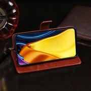 idewei Custodia in pelle a vibrazione orizzontale Crazy Horse Texture con supporto e slot per carte e portafoglio, For Xiaomi Poco M3 Pro 5G, For Xiaomi M3 Pro 5G