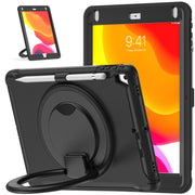 Custodia protettiva antiurto in silicone + PC con supporto per impugnatura pieghevole con rotazione a 360 gradi e slot per penna, For iPad 9.7 2018 / 2017 / Air 2 / Pro 9.7, ForiPad 9.7 2018 / 2017 / Air 2 / Pro 9.7