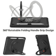 Custodia protettiva antiurto in silicone + PC con supporto per impugnatura pieghevole con rotazione a 360 gradi e slot per penna, For iPad 9.7 2018 / 2017 / Air 2 / Pro 9.7, ForiPad 9.7 2018 / 2017 / Air 2 / Pro 9.7