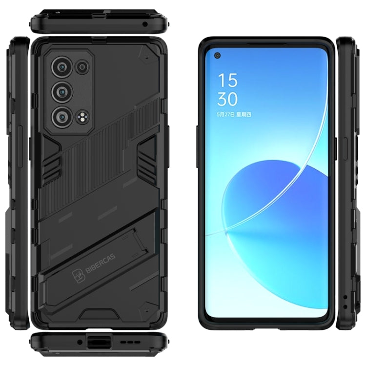 Punk Armor 2 in 1 PC + custodia antiurto in TPU con supporto invisibile, For OPPO Reno6 Pro+ 5G