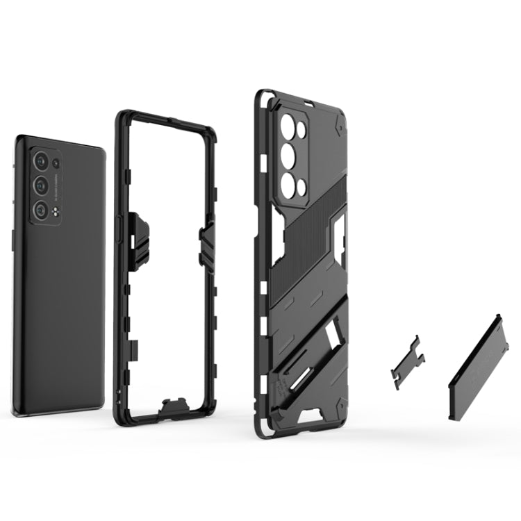 Punk Armor 2 in 1 PC + custodia antiurto in TPU con supporto invisibile, For OPPO Reno6 Pro+ 5G