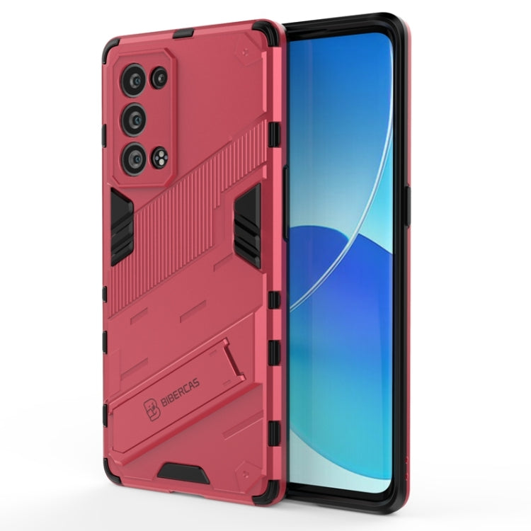 Punk Armor 2 in 1 PC + custodia antiurto in TPU con supporto invisibile, For OPPO Reno6 Pro+ 5G