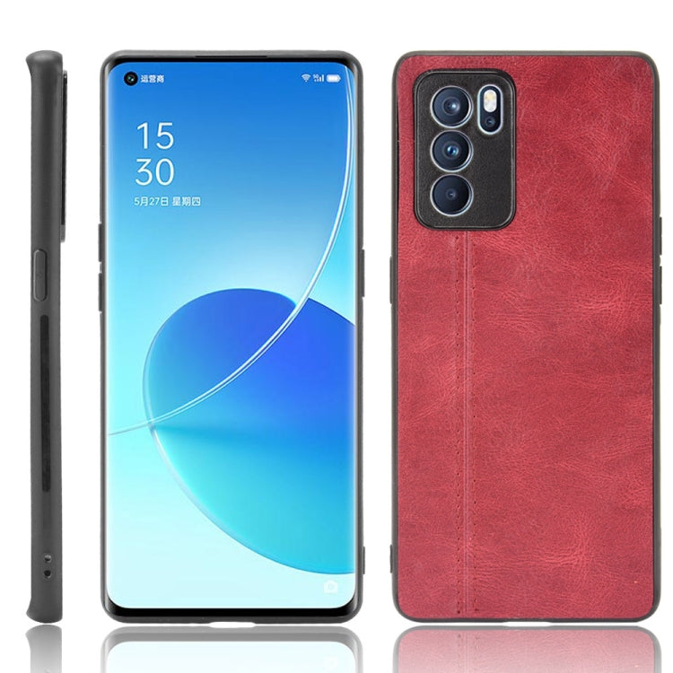 Custodia antiurto per PC + PU + TPU in pelle modello mucca cucita antiurto, For OPPO Reno6 Pro+, For OPPO Reno6 Pro, For OPPO Realme C11 2021 / Realme C20, For OPPO Realme C21