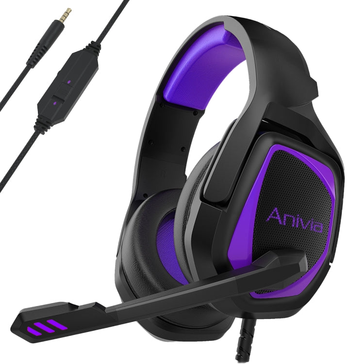 Anivia MH602 Cuffie da gioco cablate da 3,5 mm con microfono, MH602 (Black Red), MH602 (Black Blue), MH602 (Black Purple)