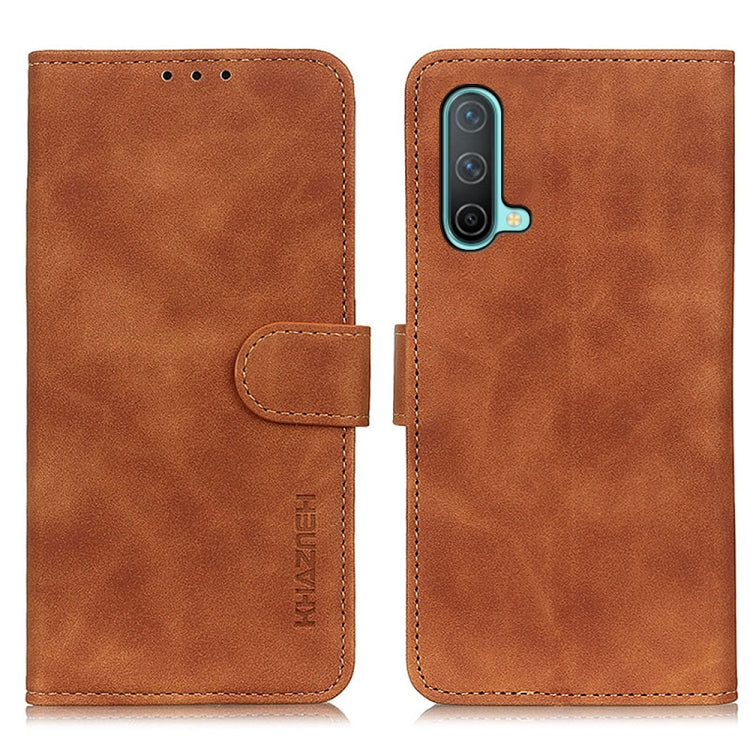 KHAZNEH Retro Texture PU + TPU Custodia in pelle a vibrazione orizzontale con supporto, slot per carte e portafoglio, For OnePlus Nord CE 5G