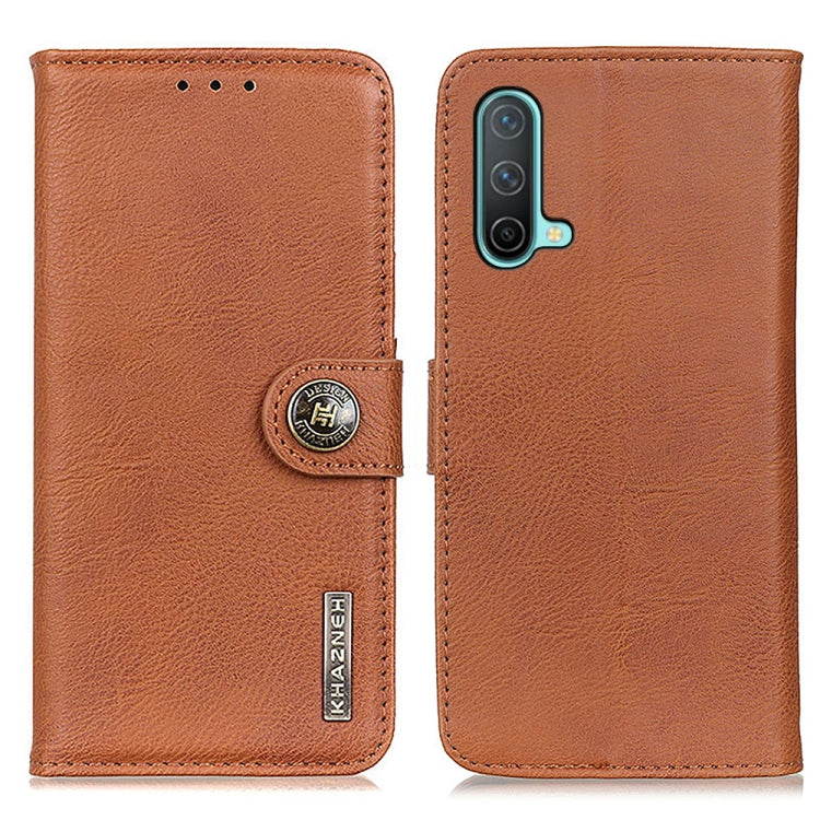 KHAZNEH Custodia in pelle a conchiglia orizzontale con struttura in pelle bovina con supporto, slot per carte e portafoglio, For OnePlus Nord CE 5G