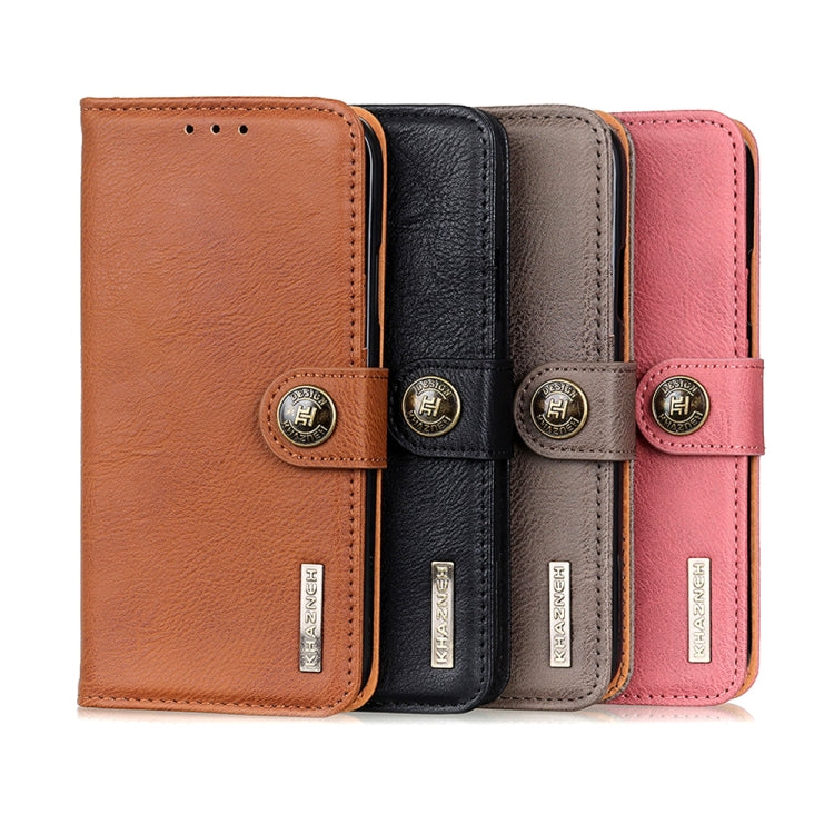 KHAZNEH Custodia in pelle a conchiglia orizzontale con struttura in pelle bovina con supporto, slot per carte e portafoglio, For OnePlus Nord CE 5G