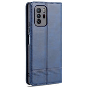AZNS Custodia in pelle a vibrazione orizzontale con struttura in vitello magnetico con slot per carte, supporto e portafoglio, For Xiaomi Redmi Note 10 Pro 5G