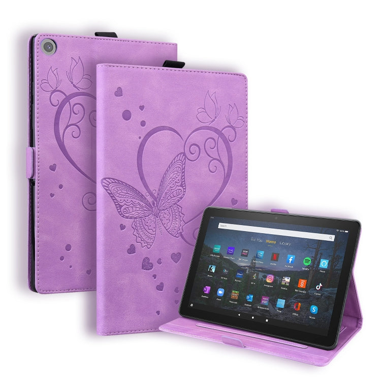 Custodia in pelle a libro orizzontale con motivo a farfalla Love con supporto e funzione Sleep / Wake-up, For Amazon Fire HD 8 (2015/2016/2017/2018), For Amazon Fire HD 8 (2020), For Amazon Fire HD 10 Plus (2021) / HD 10 (2021)