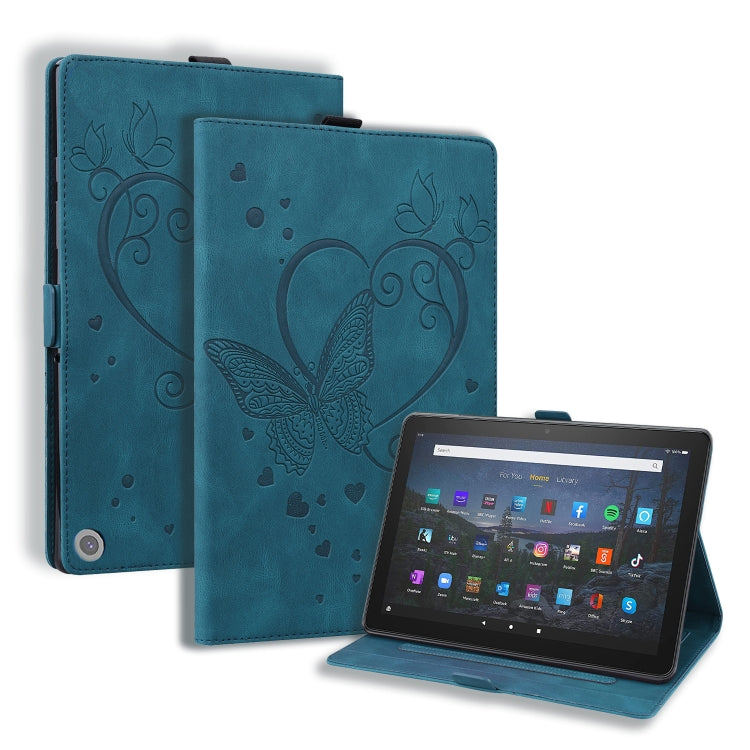 Custodia in pelle a libro orizzontale con motivo a farfalla Love con supporto e funzione Sleep / Wake-up, For Amazon Fire HD 8 (2015/2016/2017/2018), For Amazon Fire HD 8 (2020), For Amazon Fire HD 10 Plus (2021) / HD 10 (2021)