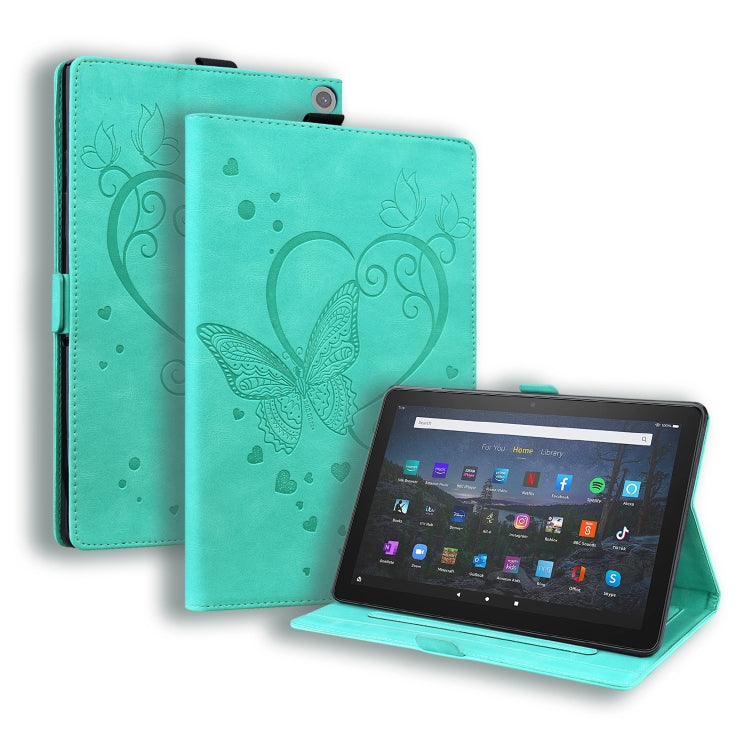 Custodia in pelle a libro orizzontale con motivo a farfalla Love con supporto e funzione Sleep / Wake-up, For Amazon Fire HD 8 (2015/2016/2017/2018), For Amazon Fire HD 8 (2020), For Amazon Fire HD 10 Plus (2021) / HD 10 (2021)