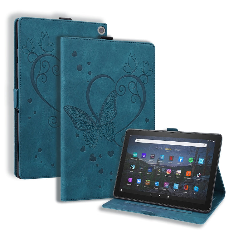 Custodia in pelle a libro orizzontale con motivo a farfalla Love con supporto e funzione Sleep / Wake-up, For Amazon Fire HD 8 (2015/2016/2017/2018), For Amazon Fire HD 8 (2020), For Amazon Fire HD 10 Plus (2021) / HD 10 (2021)
