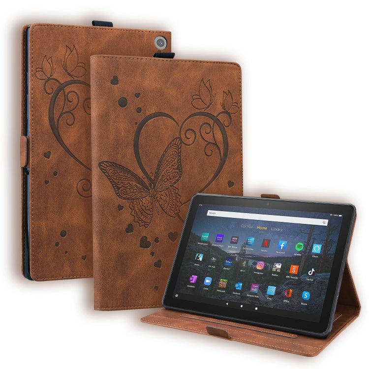 Custodia in pelle a libro orizzontale con motivo a farfalla Love con supporto e funzione Sleep / Wake-up, For Amazon Fire HD 8 (2015/2016/2017/2018), For Amazon Fire HD 8 (2020), For Amazon Fire HD 10 Plus (2021) / HD 10 (2021)