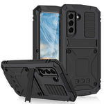 Custodia protettiva in metallo + silicone antiurto impermeabile antipolvere R-JUST con supporto, For Samsung Galaxy S21 FE