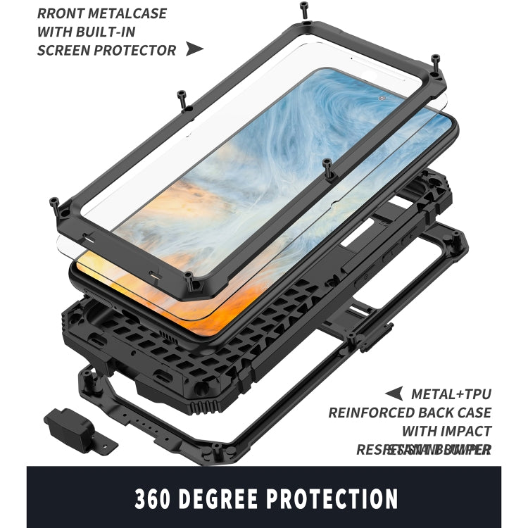 Custodia protettiva in metallo + silicone antiurto impermeabile antipolvere R-JUST con supporto, For Samsung Galaxy S21 FE