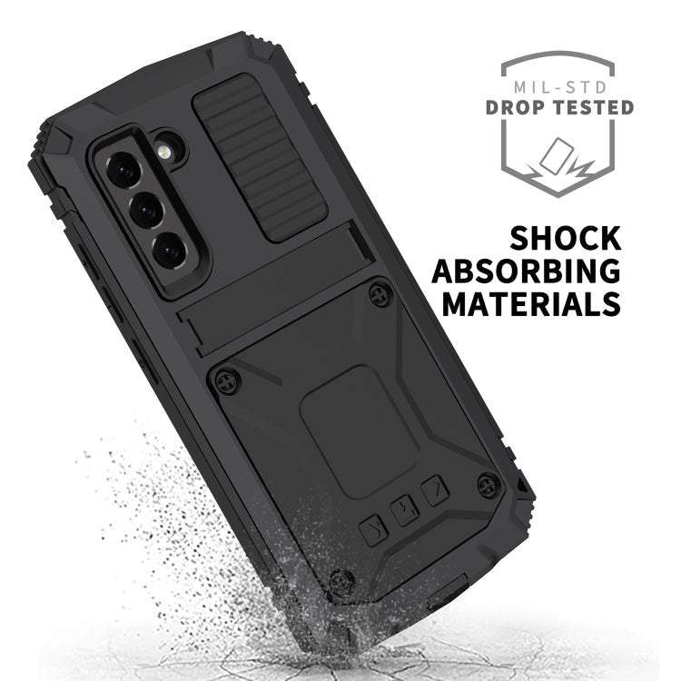 Custodia protettiva in metallo + silicone antiurto impermeabile antipolvere R-JUST con supporto, For Samsung Galaxy S21 FE