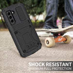 Custodia protettiva in metallo + silicone antiurto impermeabile antipolvere R-JUST con supporto, For Samsung Galaxy S21 FE