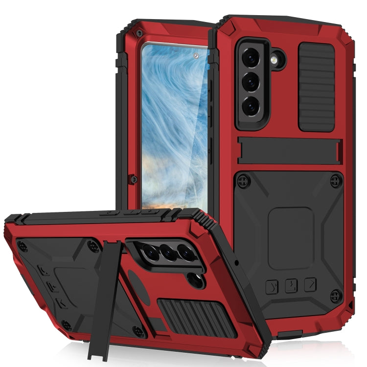 Custodia protettiva in metallo + silicone antiurto impermeabile antipolvere R-JUST con supporto, For Samsung Galaxy S21 FE