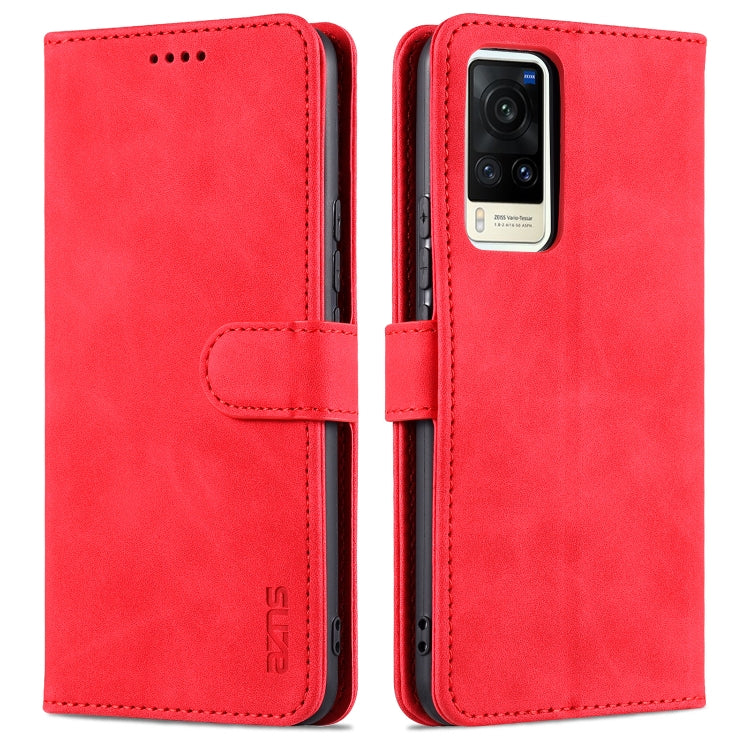 AZNS Skin Feel Calf Texture Custodia in pelle con apertura orizzontale con slot per carte, supporto e portafoglio, For vivo V21, For vivo X60, For vivo X60 Pro