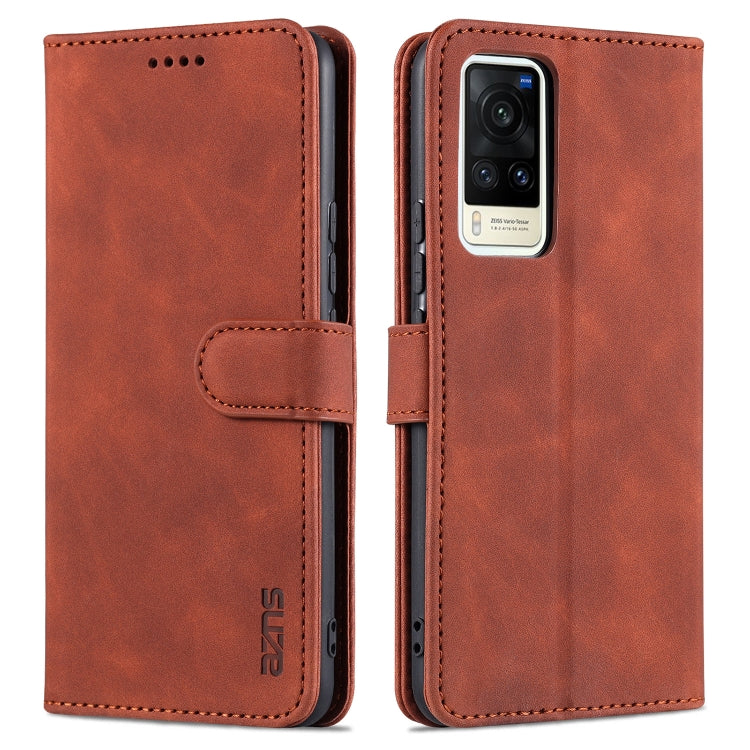 AZNS Skin Feel Calf Texture Custodia in pelle con apertura orizzontale con slot per carte, supporto e portafoglio, For vivo V21, For vivo X60, For vivo X60 Pro