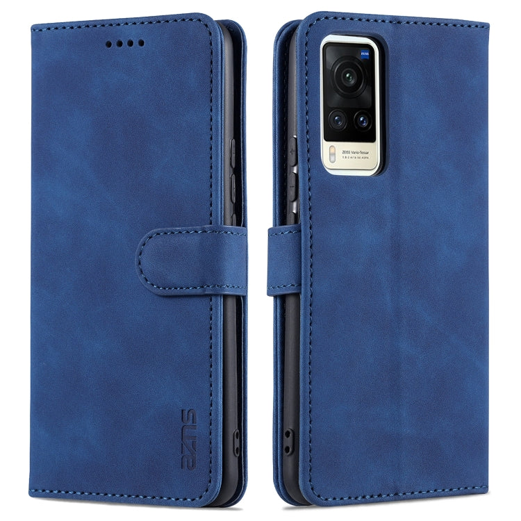 AZNS Skin Feel Calf Texture Custodia in pelle con apertura orizzontale con slot per carte, supporto e portafoglio, For vivo V21, For vivo X60, For vivo X60 Pro