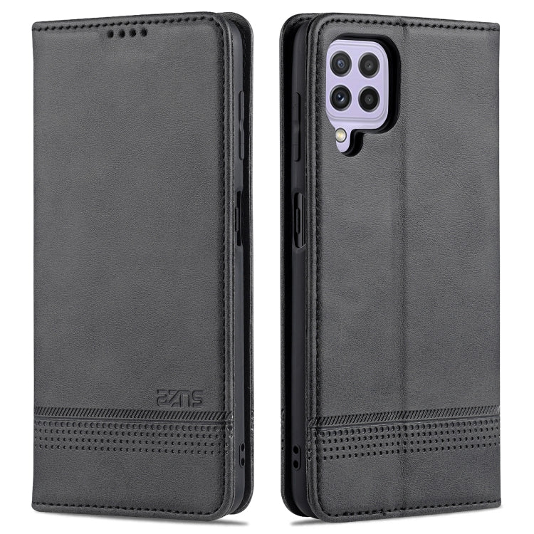 AZNS Custodia in pelle a vibrazione orizzontale con struttura in vitello magnetico con slot per carte, supporto e portafoglio, For Samsung Galaxy A22 4G, For Samsung Galaxy A22 5G