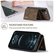 DG.MING M1 Series 3-Fold Multi Card Wallet + Cover posteriore magnetica Custodia antiurto con funzione di supporto, For iPhone 12 mini, For iPhone 12 / 12 Pro, For iPhone 12 Pro Max