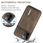 DG.MING M1 Series 3-Fold Multi Card Wallet + Cover posteriore magnetica Custodia antiurto con funzione di supporto, For iPhone 12 mini, For iPhone 12 / 12 Pro, For iPhone 12 Pro Max