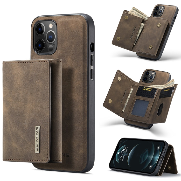 DG.MING M1 Series 3-Fold Multi Card Wallet + Cover posteriore magnetica Custodia antiurto con funzione di supporto, For iPhone 12 mini, For iPhone 12 / 12 Pro, For iPhone 12 Pro Max