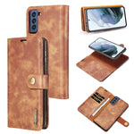 DG.MING Crazy Horse Texture Flip Custodia in pelle magnetica staccabile con supporto e slot per schede e portafoglio, For Samsung Galaxy S21 FE