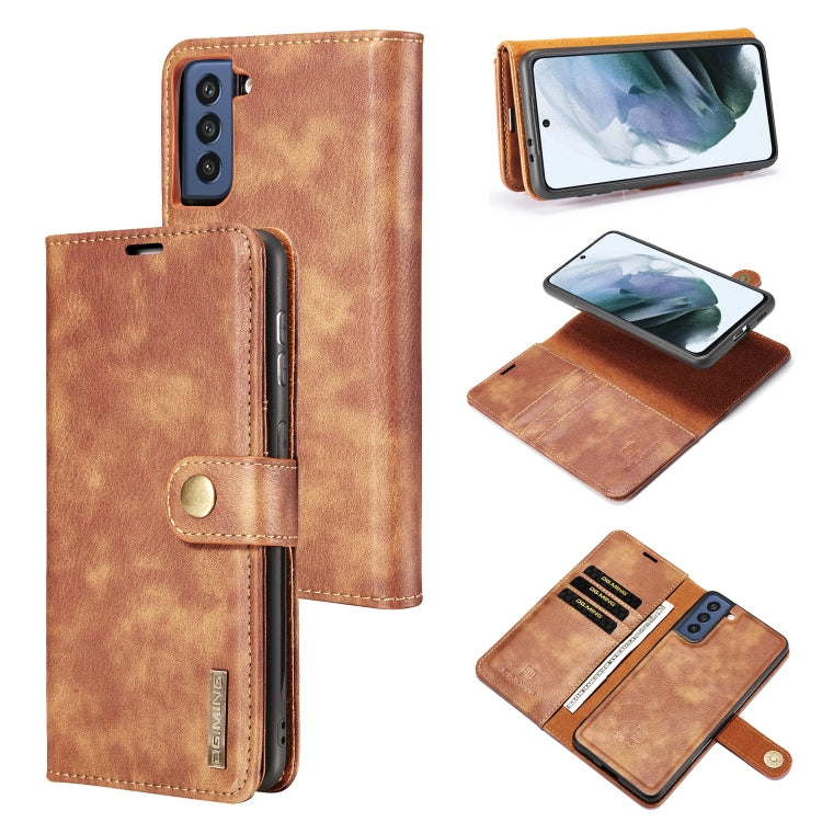 DG.MING Crazy Horse Texture Flip Custodia in pelle magnetica staccabile con supporto e slot per schede e portafoglio, For Samsung Galaxy S21 FE
