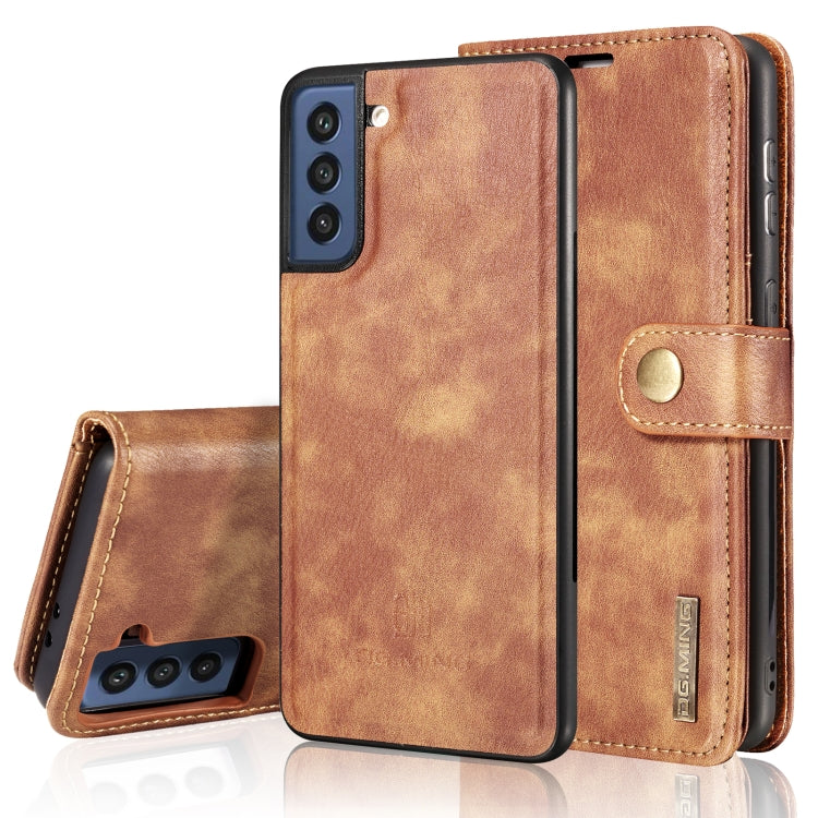 DG.MING Crazy Horse Texture Flip Custodia in pelle magnetica staccabile con supporto e slot per schede e portafoglio, For Samsung Galaxy S21 FE