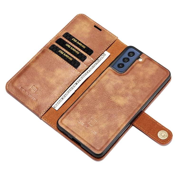 DG.MING Crazy Horse Texture Flip Custodia in pelle magnetica staccabile con supporto e slot per schede e portafoglio, For Samsung Galaxy S21 FE