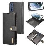 DG.MING Crazy Horse Texture Flip Custodia in pelle magnetica staccabile con supporto e slot per schede e portafoglio, For Samsung Galaxy S21 FE