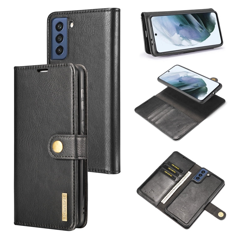 DG.MING Crazy Horse Texture Flip Custodia in pelle magnetica staccabile con supporto e slot per schede e portafoglio, For Samsung Galaxy S21 FE