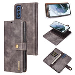 DG.MING Crazy Horse Texture Flip Custodia in pelle magnetica staccabile con supporto e slot per schede e portafoglio, For Samsung Galaxy S21 FE
