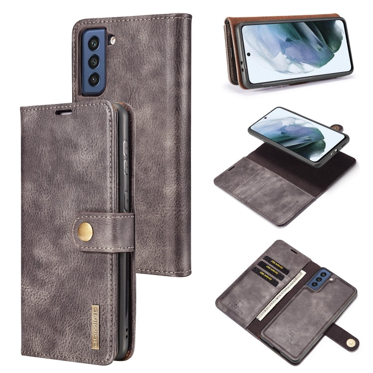 DG.MING Crazy Horse Texture Flip Custodia in pelle magnetica staccabile con supporto e slot per schede e portafoglio, For Samsung Galaxy S21 FE