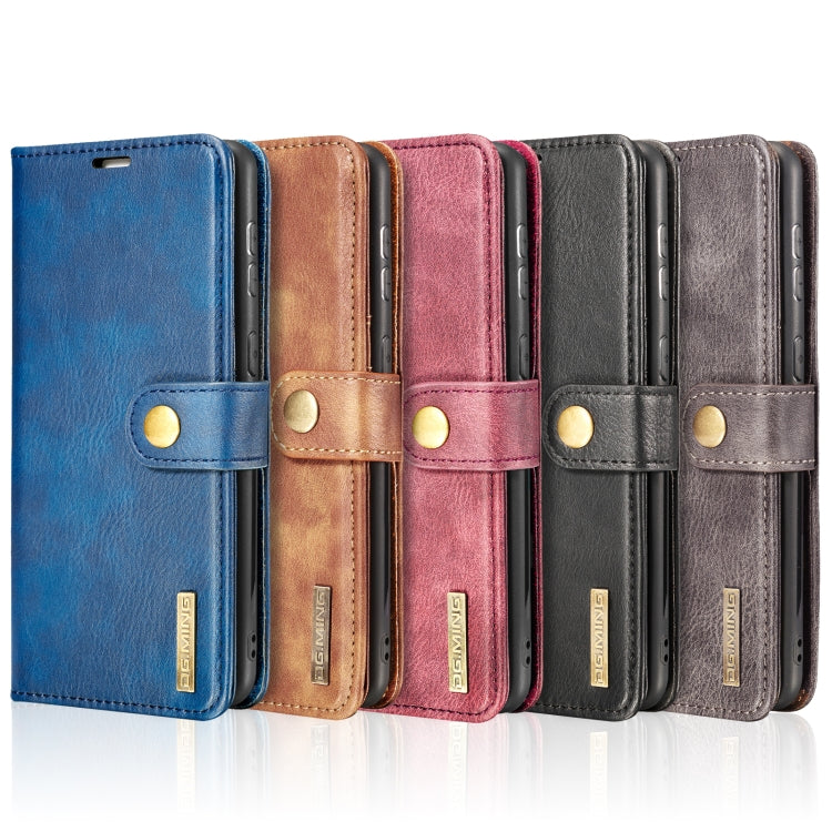 DG.MING Crazy Horse Texture Flip Custodia in pelle magnetica staccabile con supporto e slot per schede e portafoglio, For Samsung Galaxy S21 FE