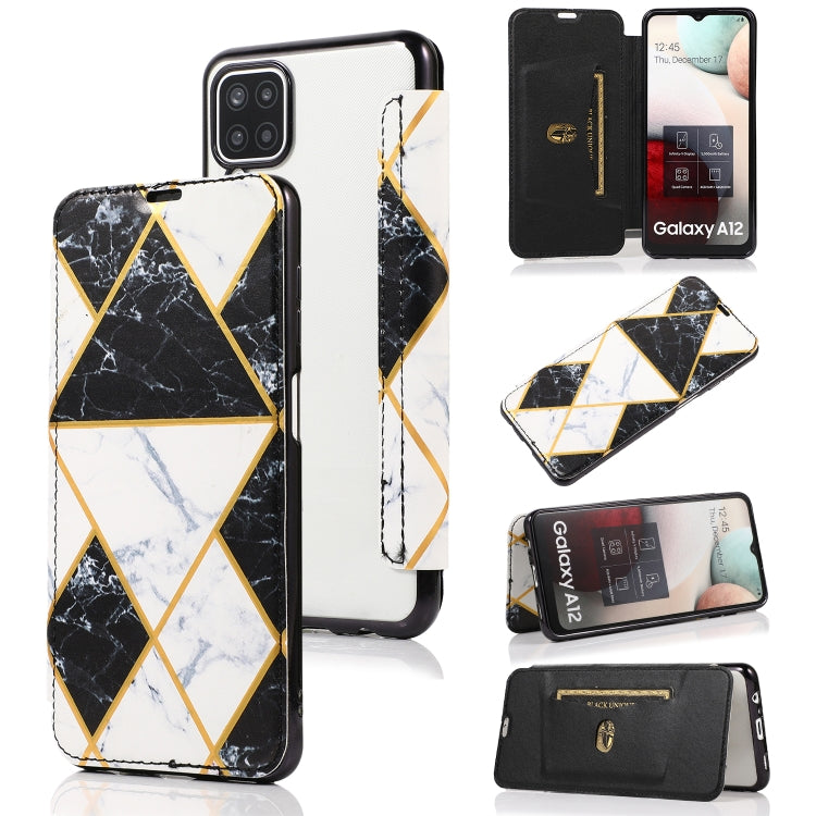 Custodia in pelle a conchiglia orizzontale PU + TPU con placcatura abbronzante con supporto e slot per schede, For Samsung Galaxy A12 / A42 5G