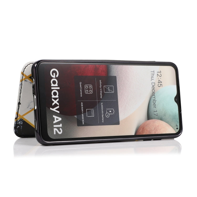 Custodia in pelle a conchiglia orizzontale PU + TPU con placcatura abbronzante con supporto e slot per schede, For Samsung Galaxy A12 / A42 5G