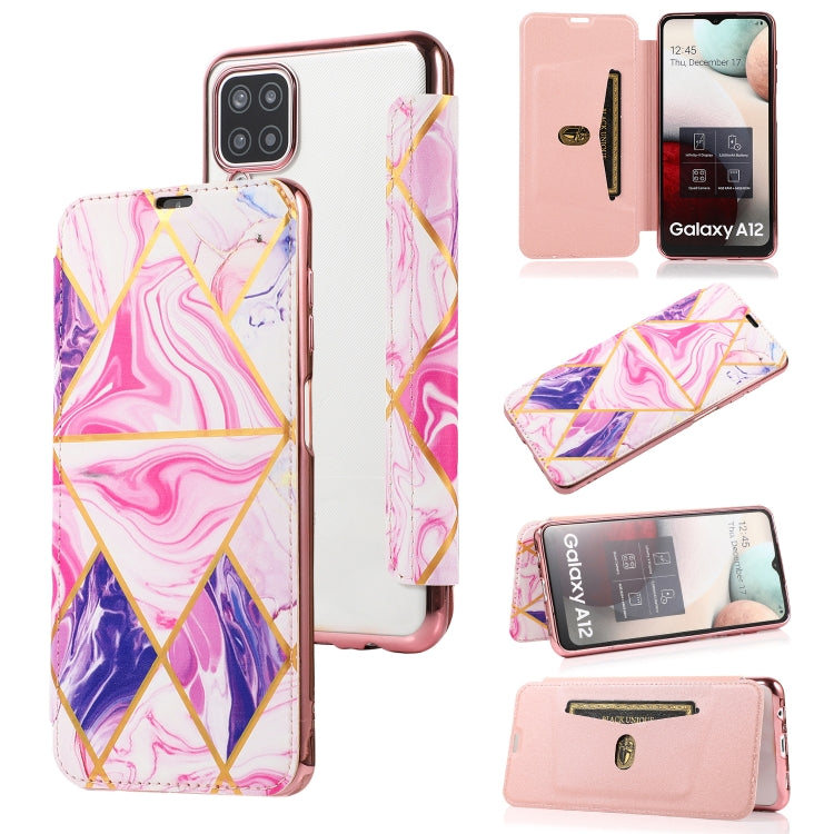 Custodia in pelle a conchiglia orizzontale PU + TPU con placcatura abbronzante con supporto e slot per schede, For Samsung Galaxy A12 / A42 5G