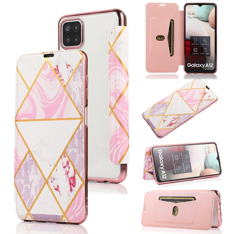 Custodia in pelle a conchiglia orizzontale PU + TPU con placcatura abbronzante con supporto e slot per schede, For Samsung Galaxy A12 / A42 5G