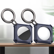 Custodia a quattro quadrati in fibra di carbonio con anello portachiavi per AirTag
