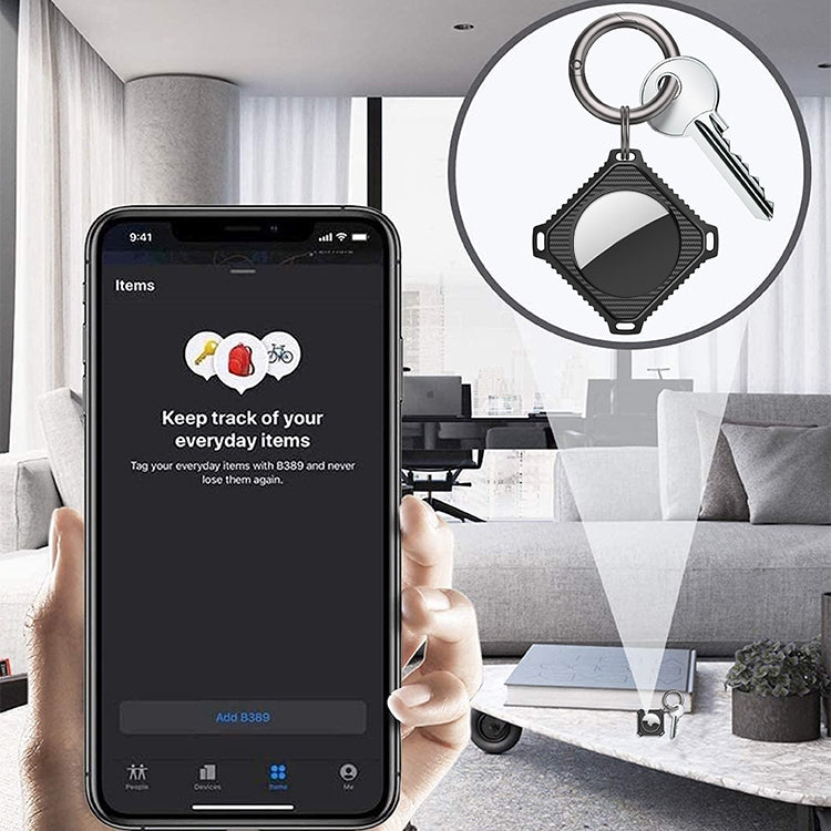 Custodia in fibra di carbonio con anello portachiavi per AirTag