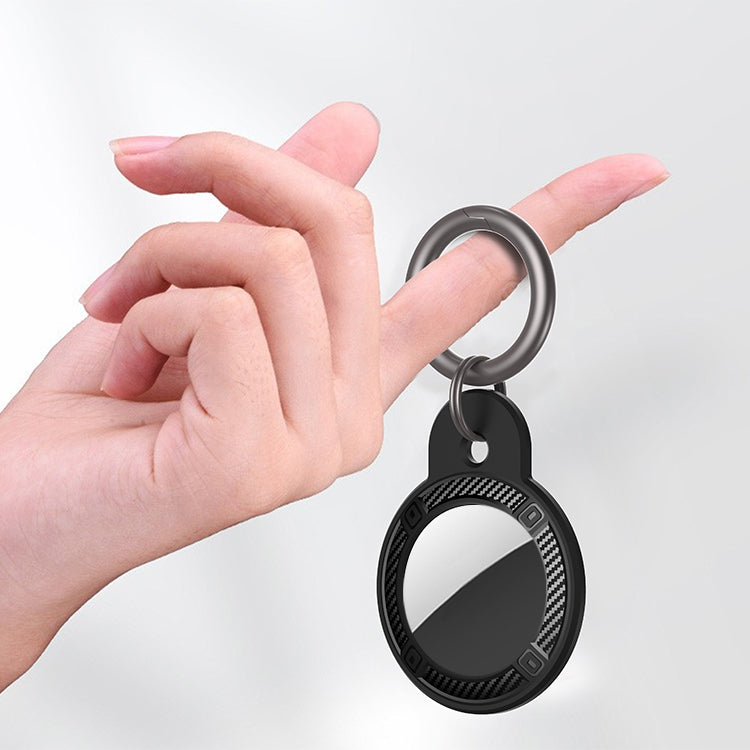 Custodia AirTag in fibra di carbonio con anello portachiavi
