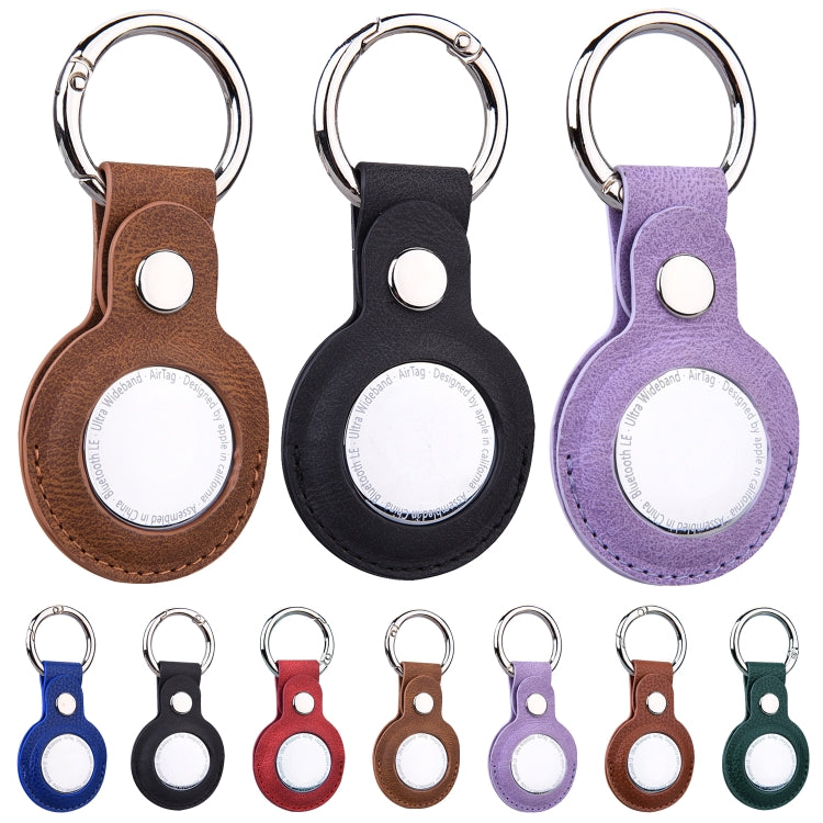 Custodia in pelle goffrata con portachiavi per AirTag